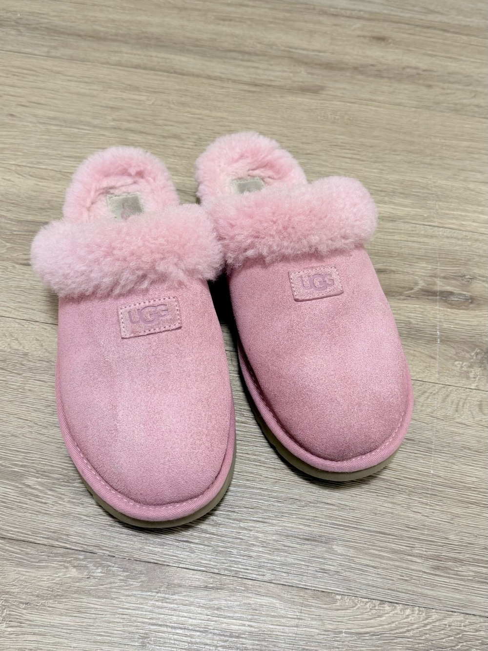 UGG Classic Pink Suede Shearling Slide Slippers